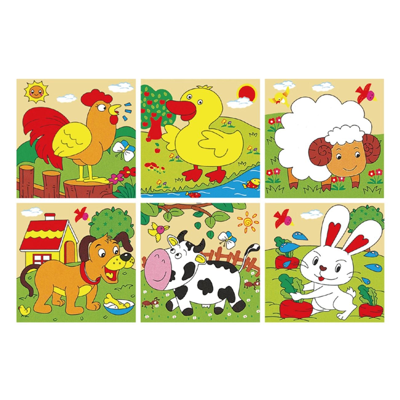 Дървен пъзел с кубчета "Домашни животни" – 9 части