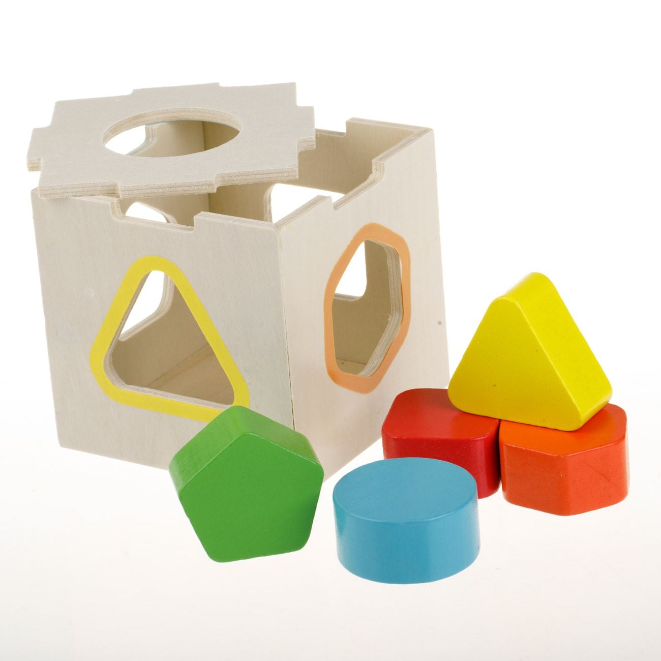 Бебешки дървен сортер куб с форми